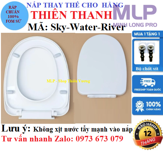 Nắp Bồn Cầu Thiên Thanh Sky Water River. Là Nắp Thay Thế Đóng Êm 